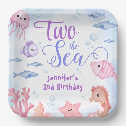 海が2つ！第2期バースデーかわいい海の生活 ペーパープレート (正面)