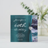 海きらびやかなアゲートグラムティール(緑がかった色)フォイル60誕生日 招待状 (スタンド正面)