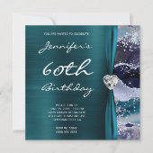海きらびやかなアゲートグラムティール（緑がかった色）フォイル60誕生日 招待状 (正面)