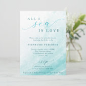 海しか見えない愛 オーシャンビーチ ティール ブライダルシャワー 招待状 (スタンド正面)