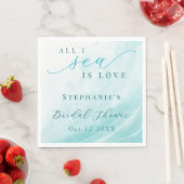 海しか見えない愛 ティール オーシャン ビーチ ブライダル シャワー スタンダードランチョンナプキン (インサイチュ)