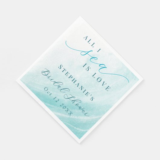 海しか見えない愛 ティール オーシャン ビーチ ブライダル シャワー スタンダードランチョンナプキン (角)