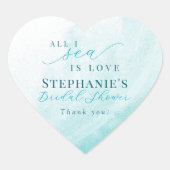 海しか見えない愛 ティール オーシャン ビーチ ブライダル シャワー ハートシール (正面)