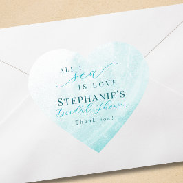 海しか見えない愛 ティール オーシャン ビーチ ブライダル シャワー ハートシール