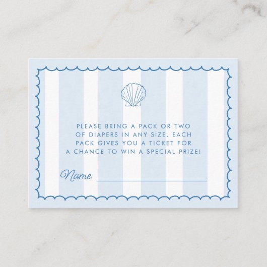海すぐに手に引き赤ちゃんシャワーおむつラッフル エンクロージャーカード (裏面)