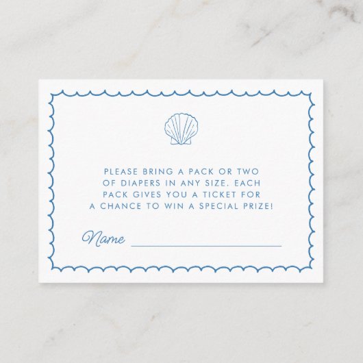 海すぐに手に引き赤ちゃんシャワーおむつラッフル エンクロージャーカード (裏面)