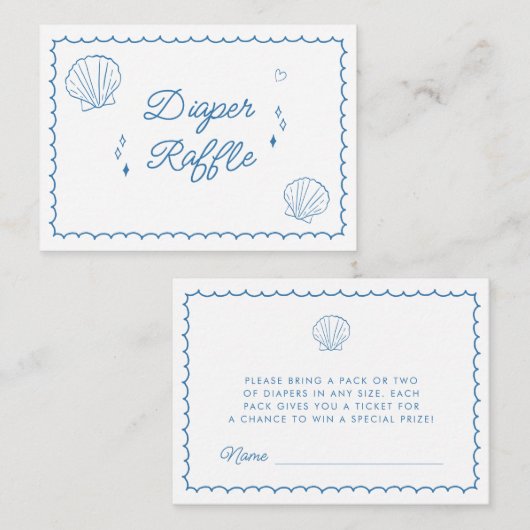 海すぐに手に引き赤ちゃんシャワーおむつラッフル エンクロージャーカード (正面/裏面)