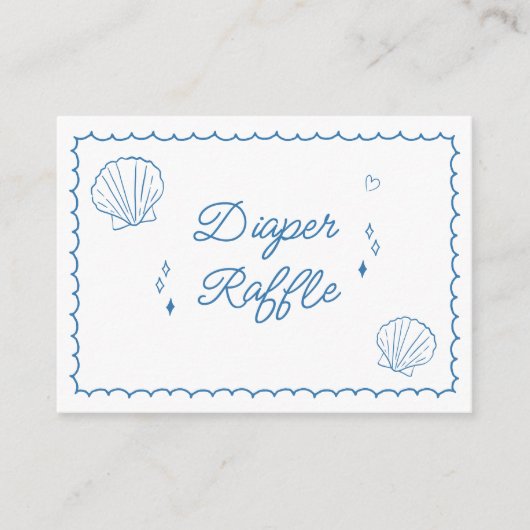 海すぐに手に引き赤ちゃんシャワーおむつラッフル エンクロージャーカード (正面)