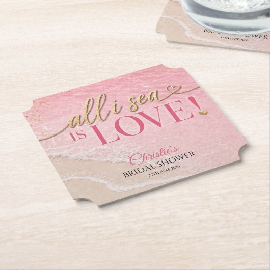 海だけが愛 Beach Bridal Shower  ペーパーコースター (アングル)