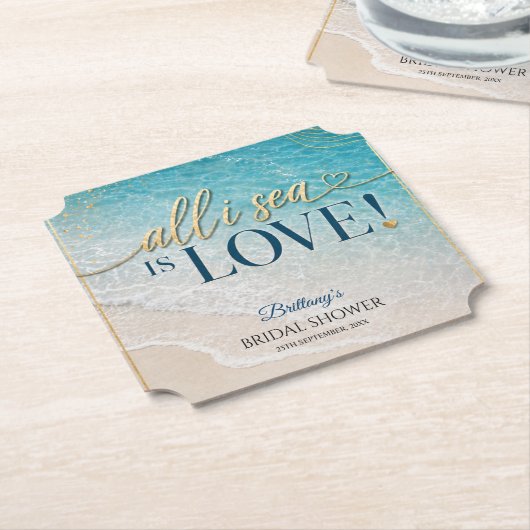 海だけが愛 Beach Bridal Shower ペーパーコースター (アングル)