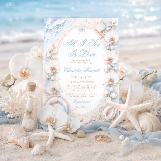 海だけが愛 Beach Bridal Shower 招待状