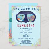 海でのスカバダイビング・シュノーケリング・水中生物 招待状 (正面/裏面)
