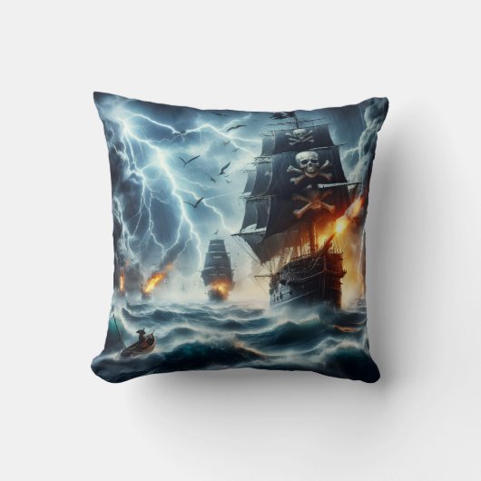 海での海賊船との嵐の出会い|過去記事 クッション (正面)