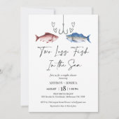 海での魚ふたり減る 結婚前のカップルシャワーのユーモア 招待状 (正面)
