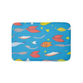 海でカラフル泳ぐ魚 バスマット (正面)