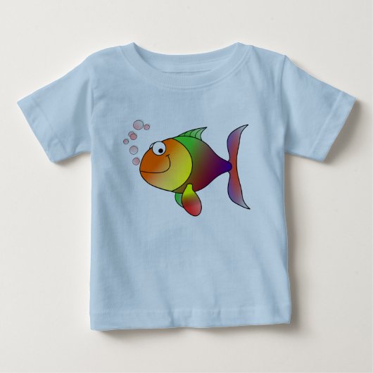 海で楽しむ金魚 ベビーTシャツ (正面)