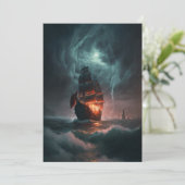 海で波と嵐と戦う帆船 招待状 (スタンド正面)