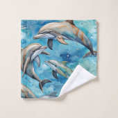 海で泳ぐイルカ バスタオルセット (ウォッシュタオル)
