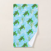 海で泳ぐウミガメ バスタオルセット (ハンドタオル)