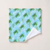 海で泳ぐウミガメ バスタオルセット (ウォッシュタオル)