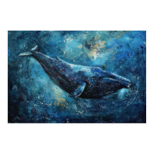 海で泳ぐ青いクジラ