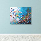 海で泳ぐ魚の群れ キャンバスプリント (インサイチュ (ウッドフロア))