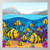 海で泳ぐ魚 ポスター (正面)