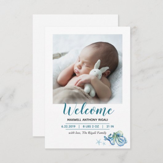 『海で生まれたというお知らせ』 出欠カード (正面/裏面)