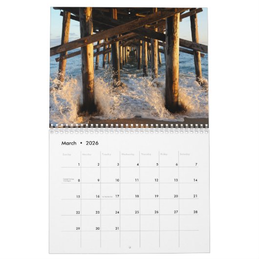 海で カレンダー (3月 2026)