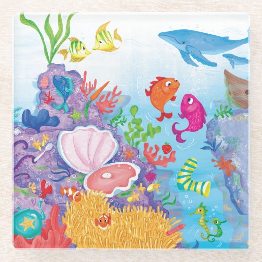 海で ガラスコースター (正面)