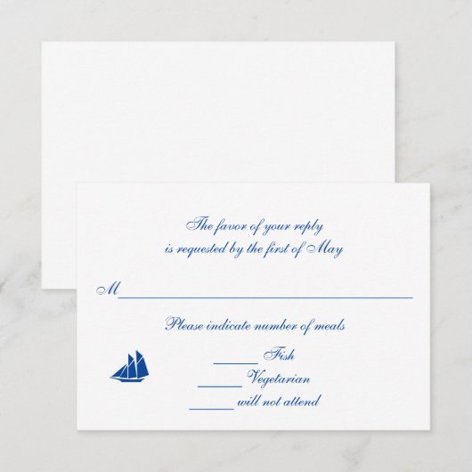 "海で" RSVP/Replyカード 出欠カード (正面/裏面)