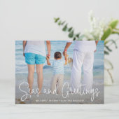 海とエレガントあいさつビーチ写真クリスマス シーズンカード (スタンド正面)