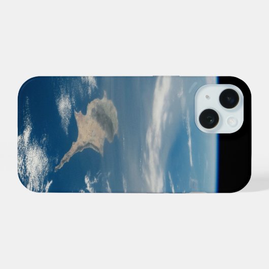 海とキプロス地中海の島の上のほこり iPhone 15ケース (裏面横)