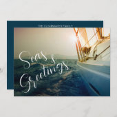 海とクリスマスの挨拶 帆船でのクリスマス シーズンカード (正面/裏面)