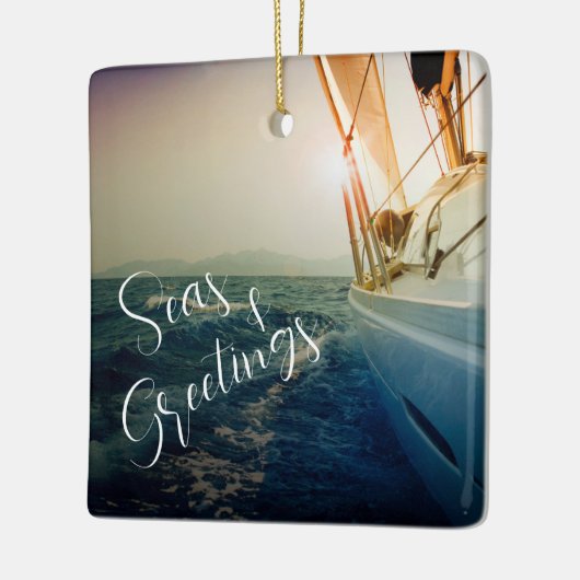 海とクリスマス航海のの挨拶 セラミックオーナメント (左)