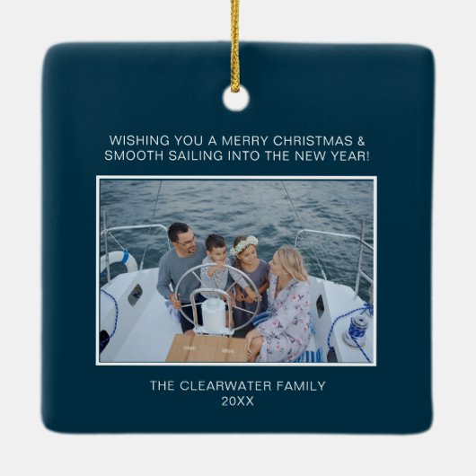 海とクリスマス航海のの挨拶 セラミックオーナメント (裏面)