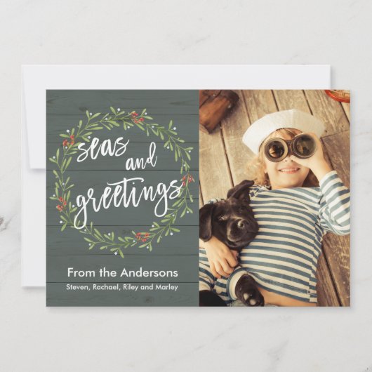 海とグリーティングの航海のクリスマスフォト シーズンカード (正面)
