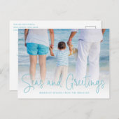 海とグリーティングアクアバケーションフォトクリスマス シーズンポストカード (正面/裏面)