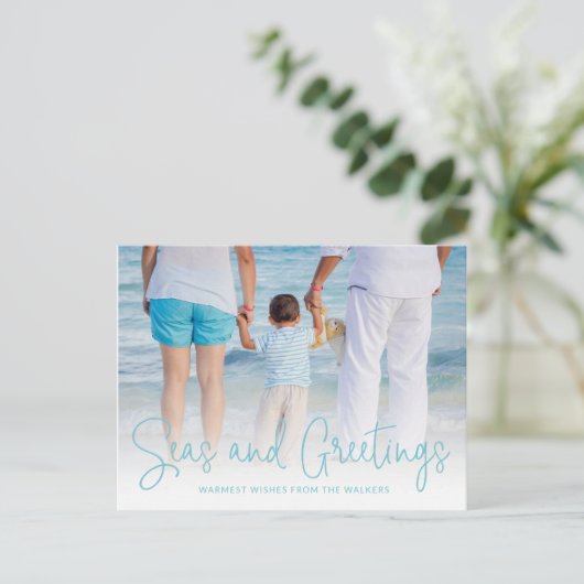 海とグリーティングアクアバケーションフォトクリスマス シーズンポストカード (スタンド正面)