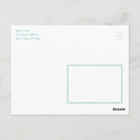 海とグリーティングウォーターカラーピンクフラミンゴ ポストカード (裏面)