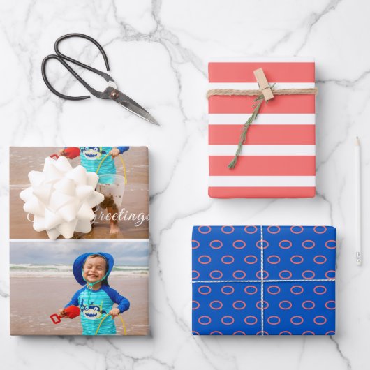 海とグリーティングコスタールブルーコーラル写真 ラッピングペーパーシート (正面)