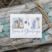 海とグリーティングコースタルウッドホリデーフォト シーズンポストカード