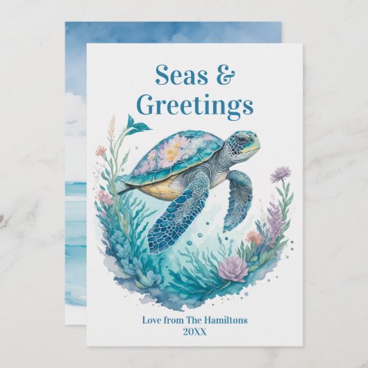 海とグリーティングコースタルクリスマスウォーターの色 シーズンカード (正面/裏面)
