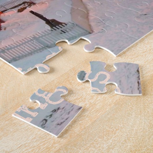 海とグリーティングコースタルクリスマスライトハウス ジグソーパズル (側面)