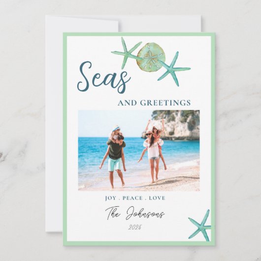 海とグリーティングコースタルクリスマス写真 シーズンカード (正面)