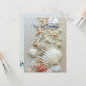 海とグリーティングスターフィッシュピンクコーラルパール カード (正面/裏面インサイチュ)