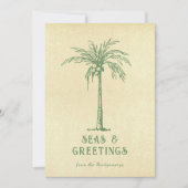 海とグリーティングトロピカルパームツリークリスマス シーズンカード (正面)