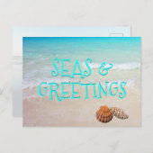 海とグリーティングビーチシェルクリスマスポストカード ポストカード (正面/裏面)