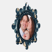 海とグリーティングボート家族の写真 オーナメントカード (右)