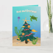 海とグリーティング海クリスマスツリー非写真 シーズンカード (正面)